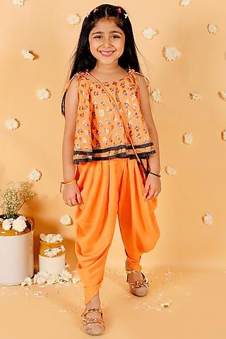 orange-rayon-dhoti-set-for-girls