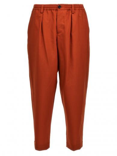 orange wool pants