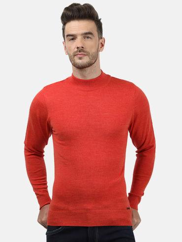 orange wool solid full sleeve pullover