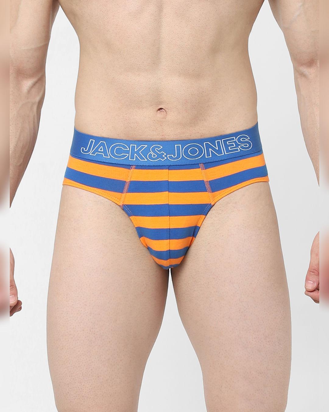 orange, blue & green striped briefs - pack of 3