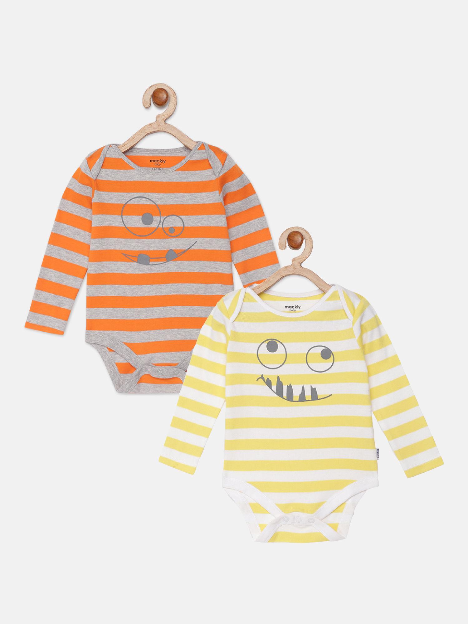 orange & yellow newborn boys bodysuits (pack of 2)
