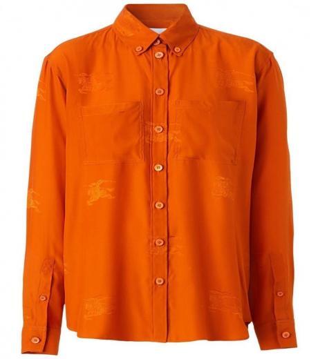 orange allover logo cotton polo shirt