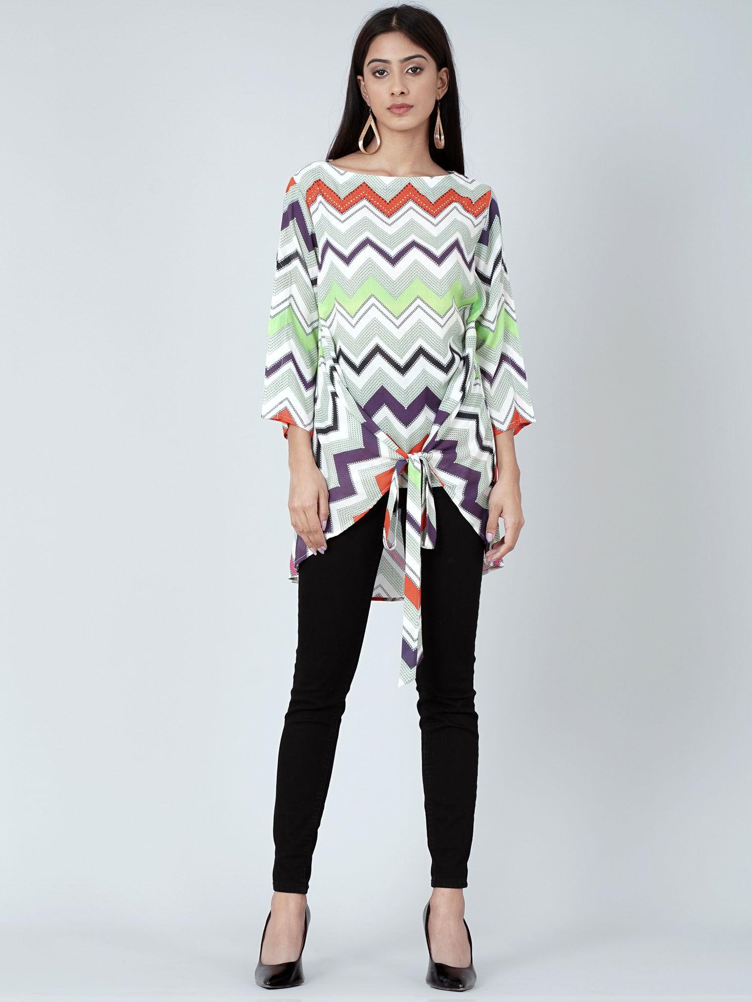 orange and green chevron kaftan top