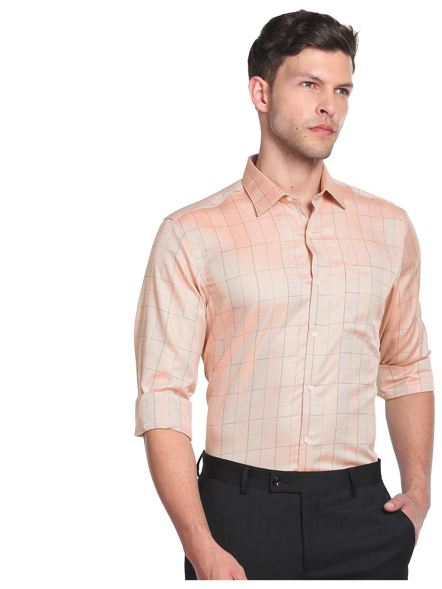 orange auto press dual weave formal shirt