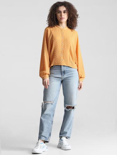 orange batwing sleeved top