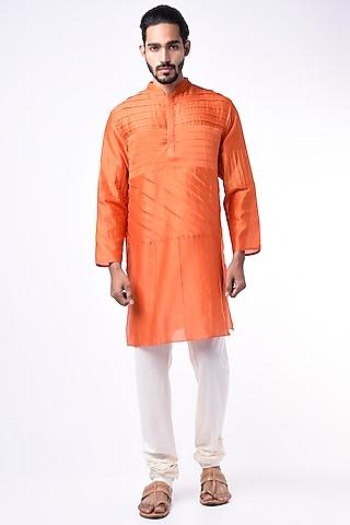 orange chanderi silk  kurta