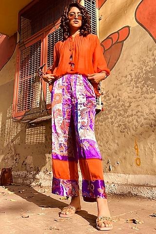 orange chanderi silk top