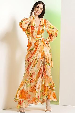 orange chiffon dress