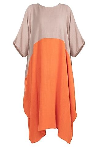 orange color block dress