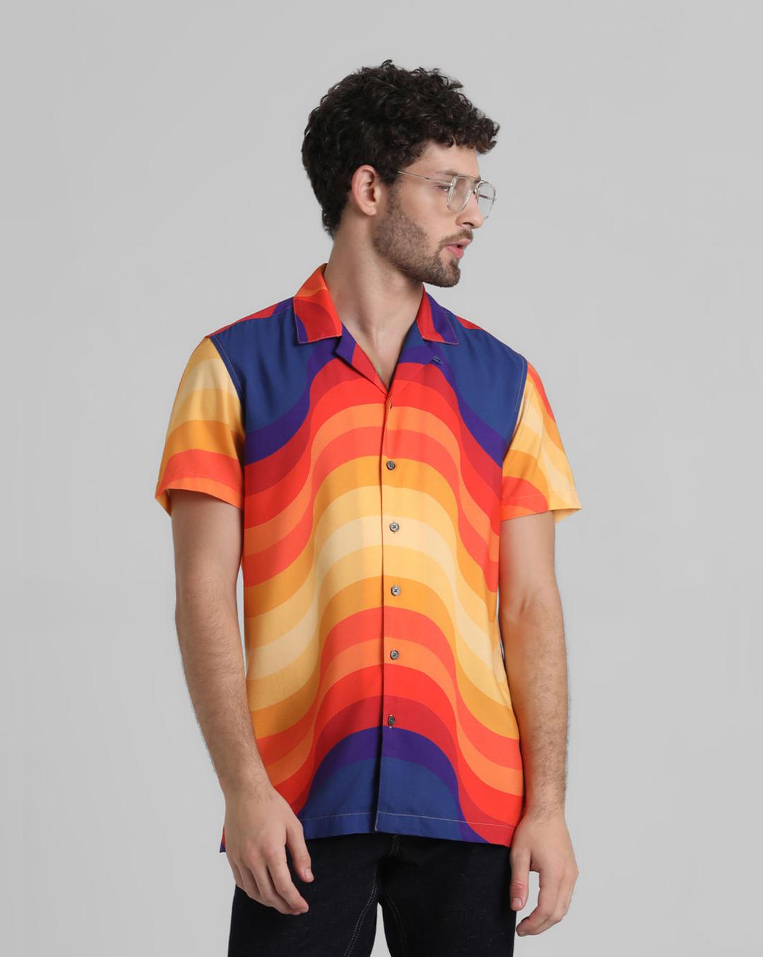 orange colourblocked short sleeves shirt