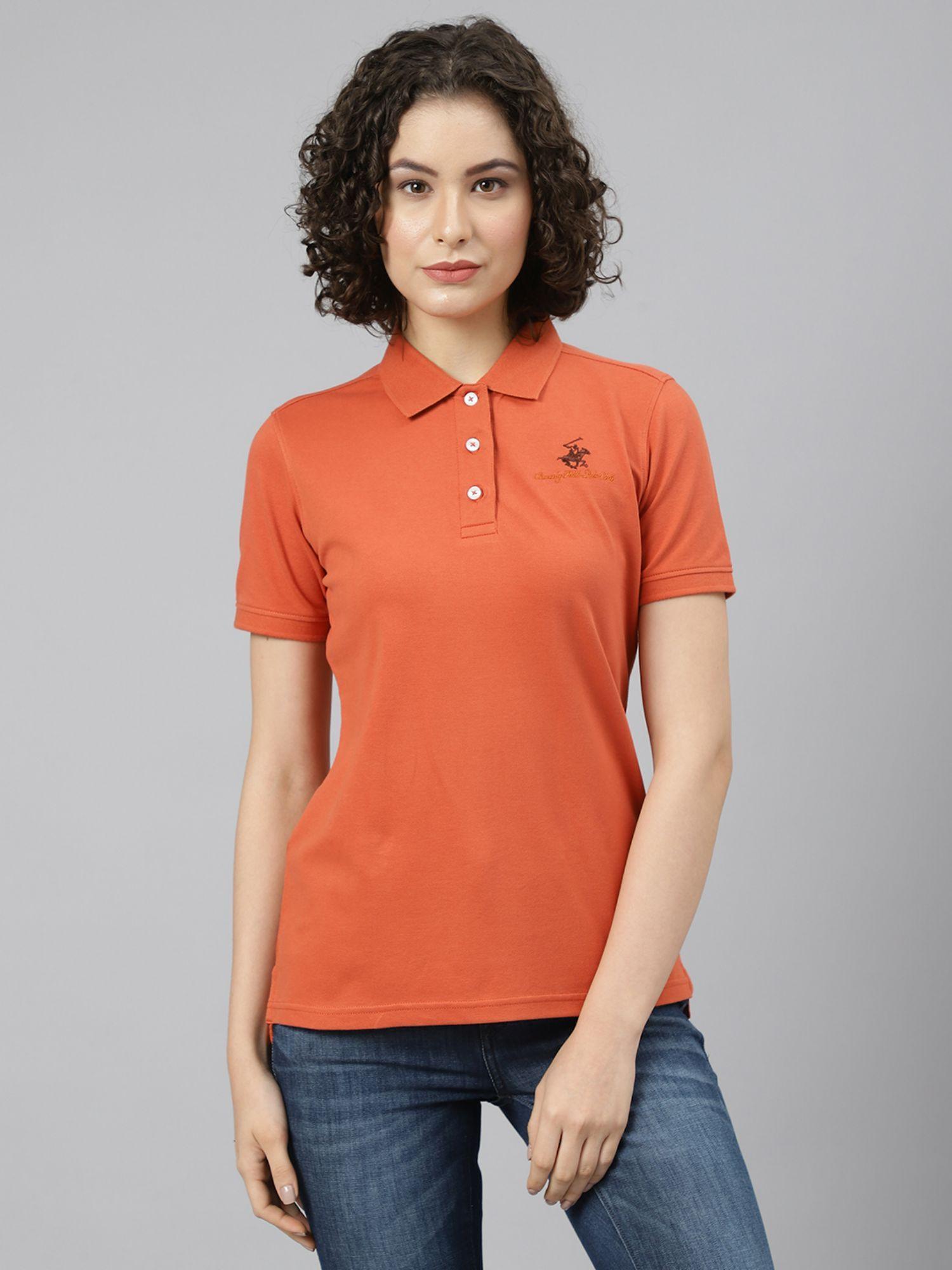 orange core short sleeve polo