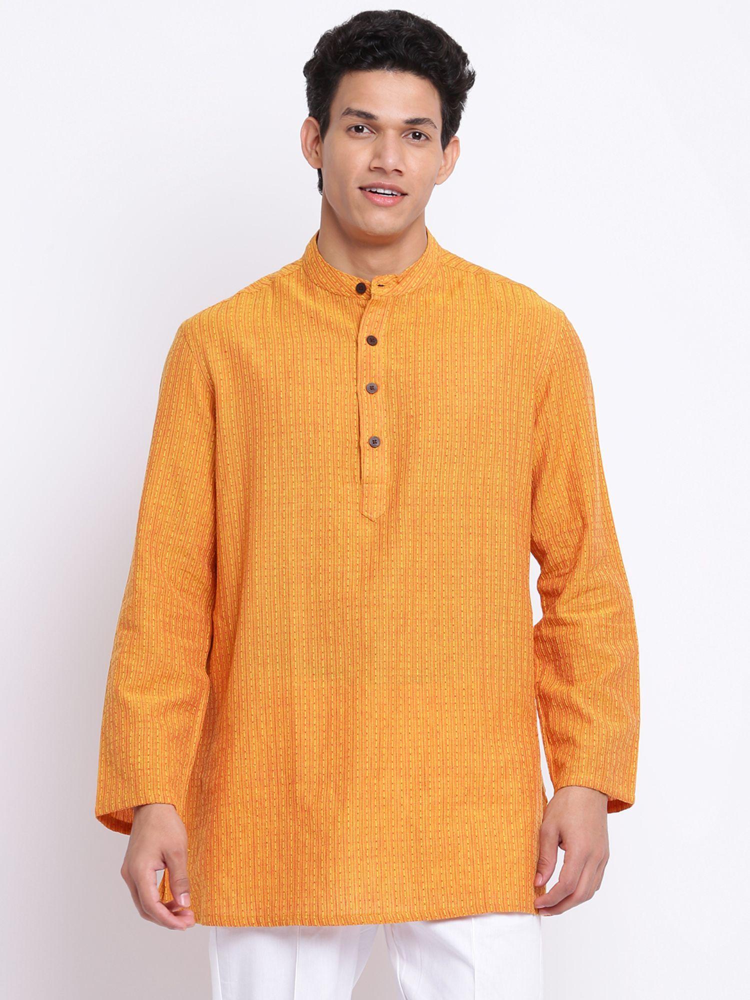 orange cotton dobby kurta short