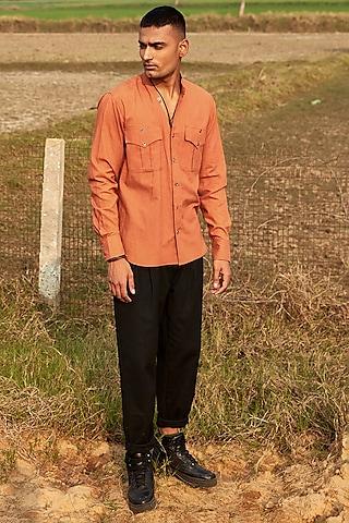 orange cotton flex shirt