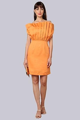 orange cotton knee-length dress