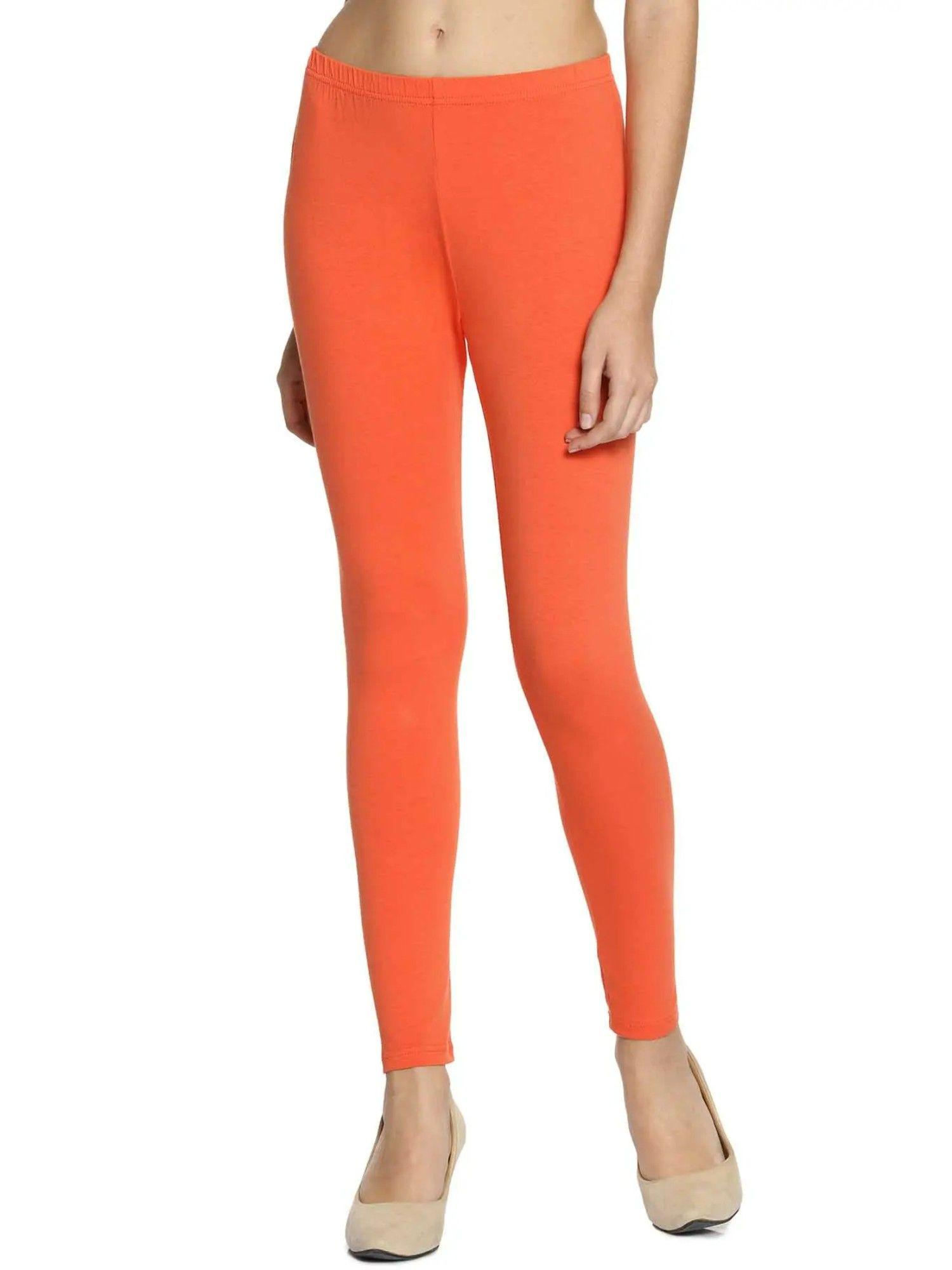 orange cotton lycra churidar leggings
