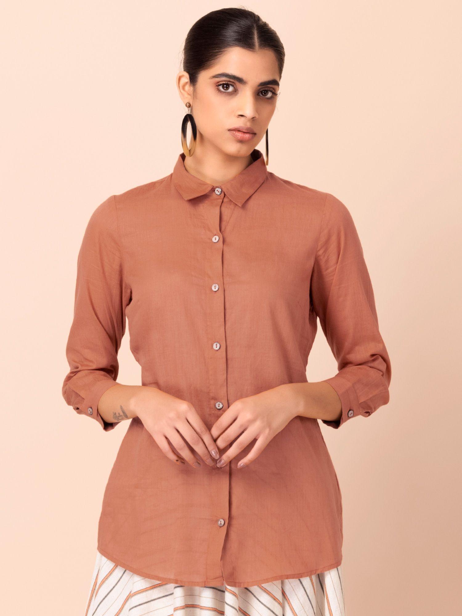 orange cotton mul shirt