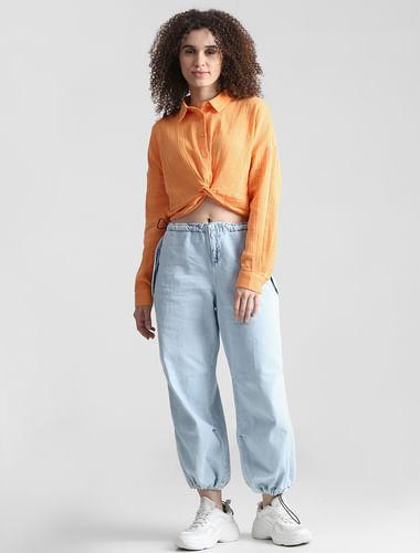 orange crinkle weave shirt
