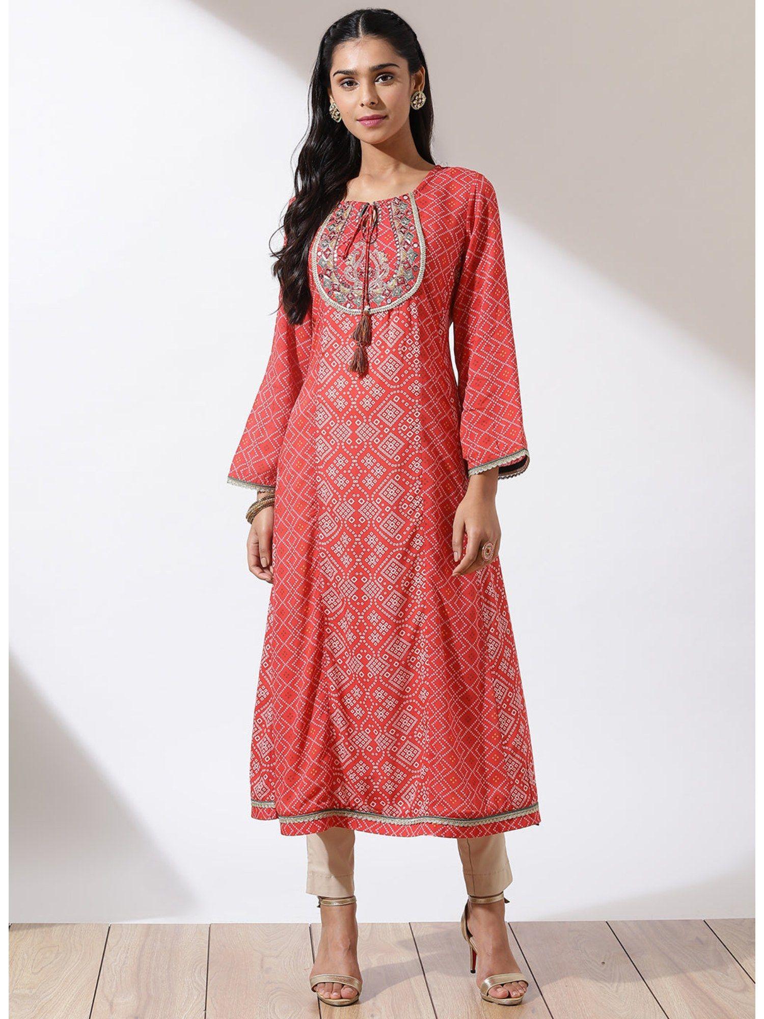 orange dhaage collection printed kurta