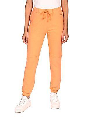 orange elasticized waist solid joggers