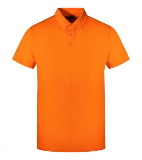 orange embriodered logo polo