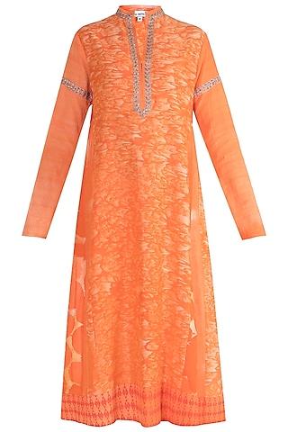 orange embroidered chanderi tunic