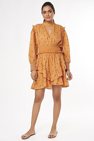 orange embroidered dress