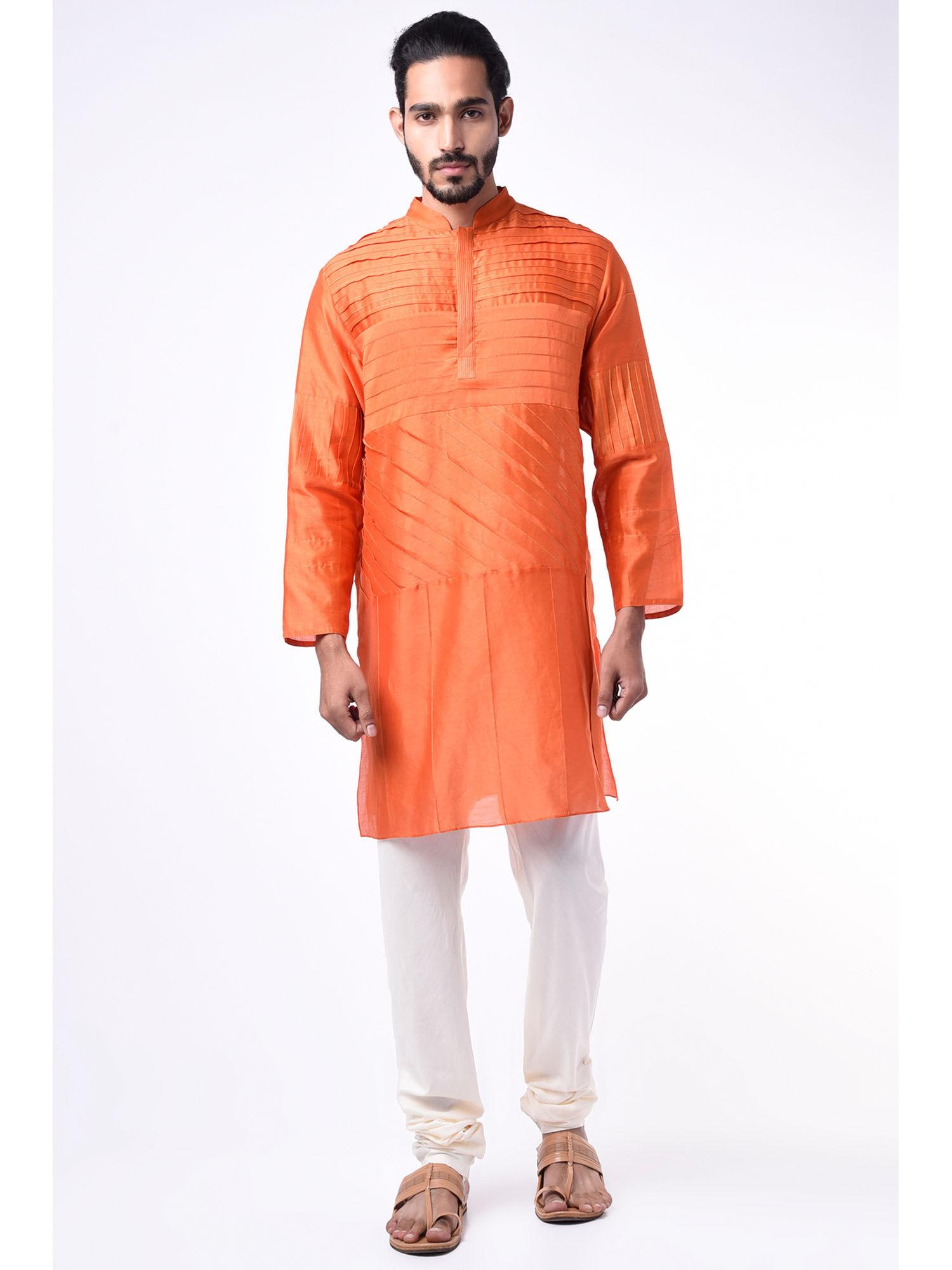 orange embroidered kurta