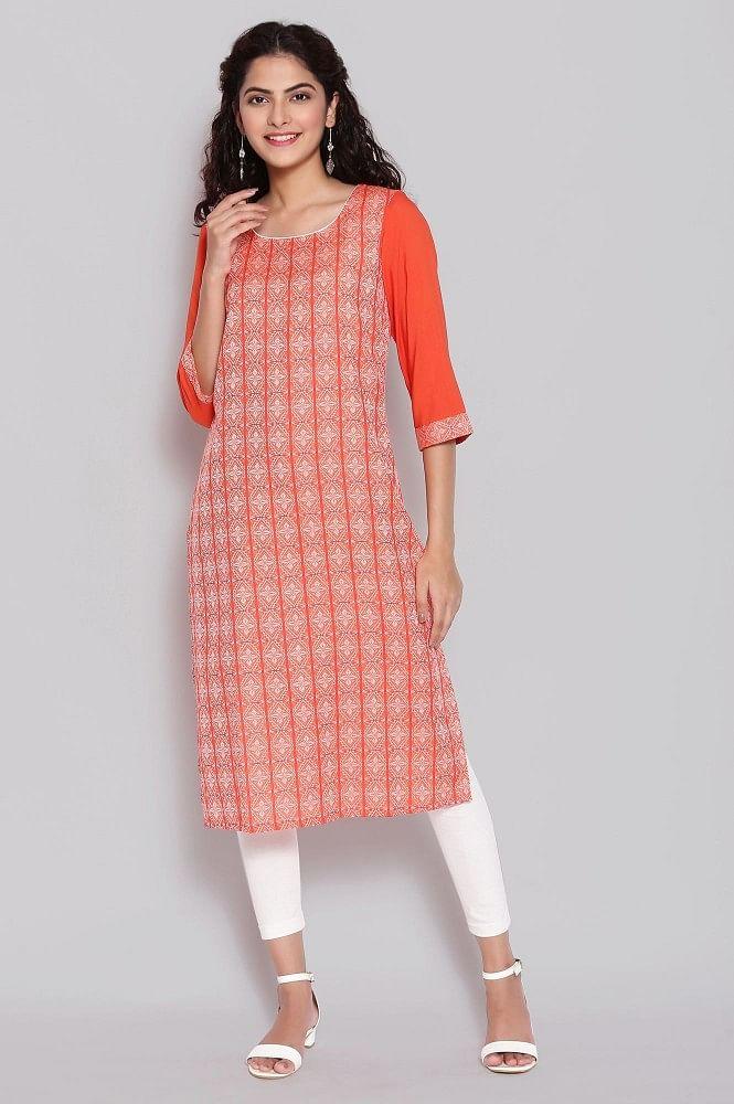 orange ethnic kurta