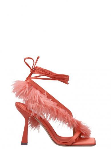 orange feather wrap heels