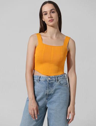 orange fine knit corset top