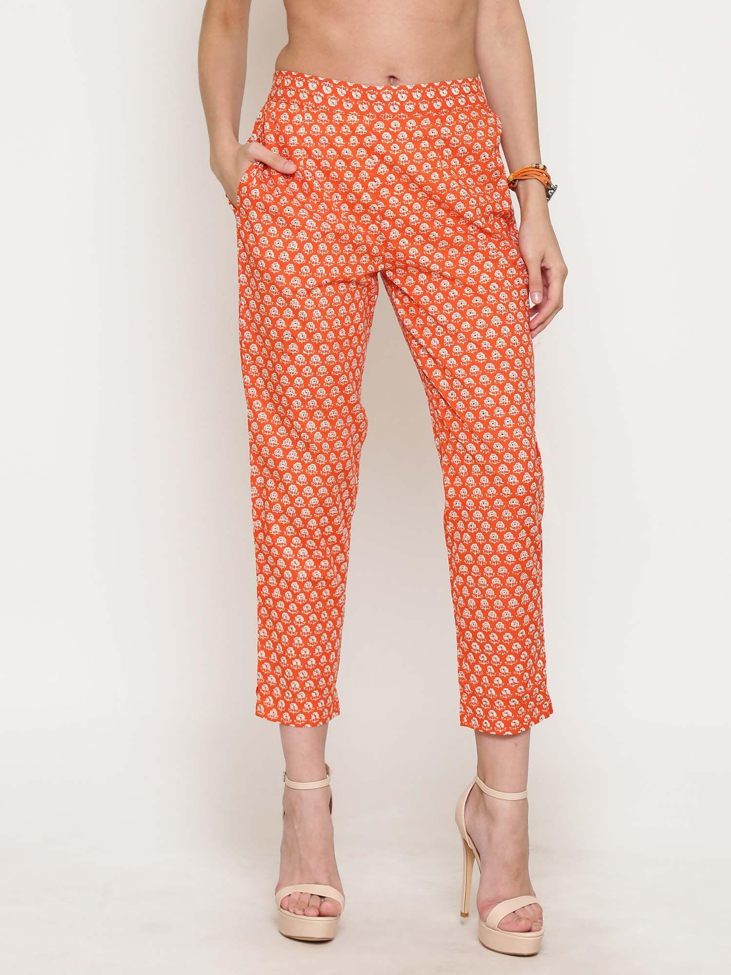 orange floral palazzos