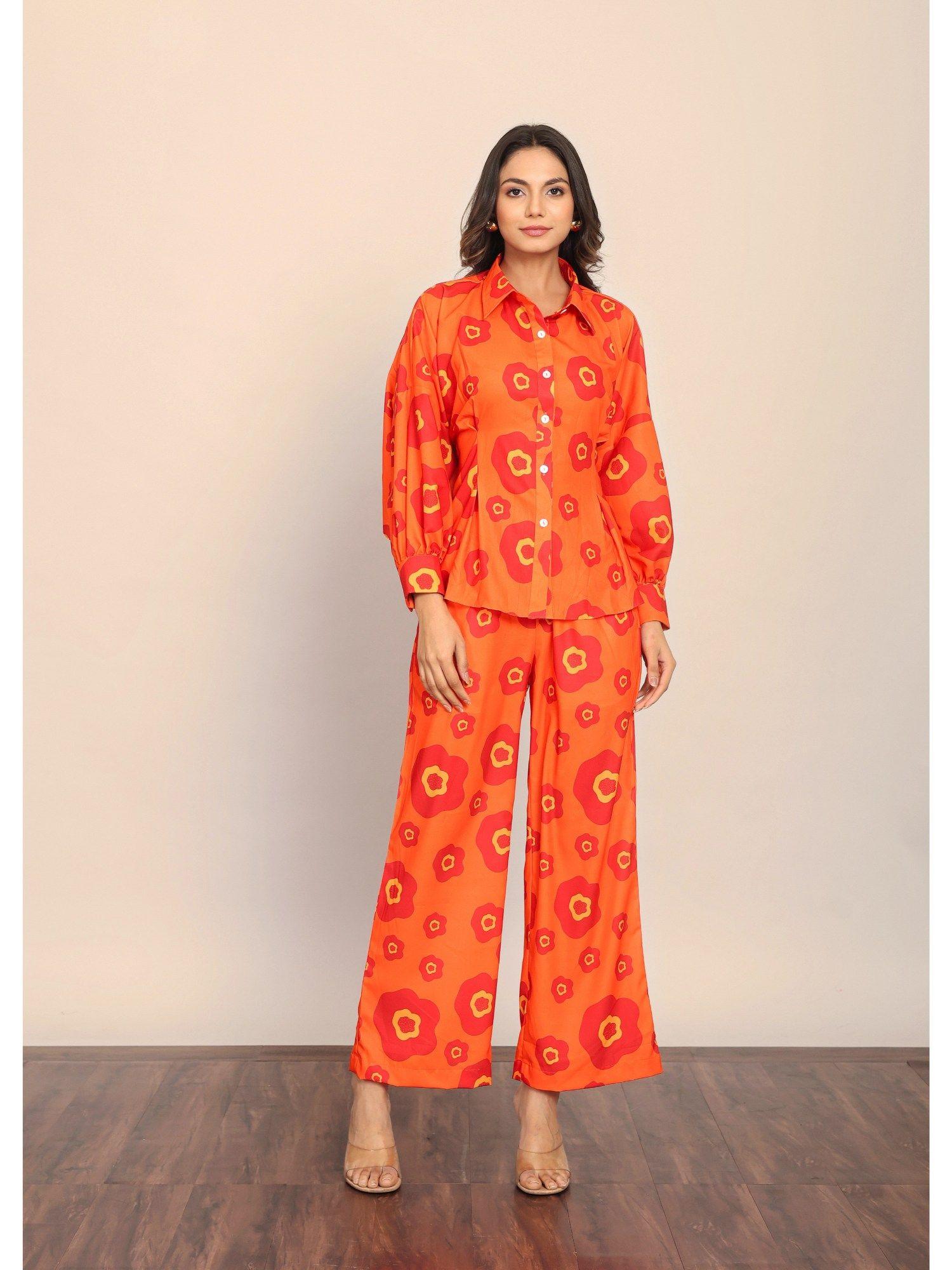 orange floral relaxed co-ord (set of 2)