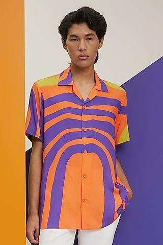 orange fluid cotton printed shirt