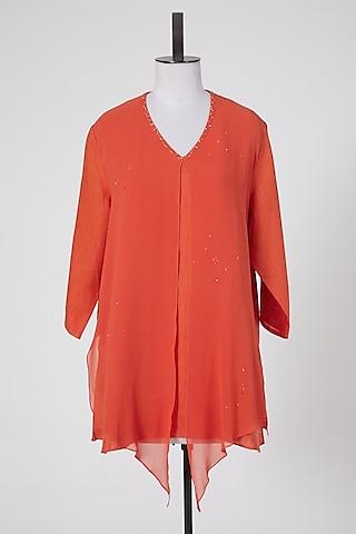 orange georgette tunic