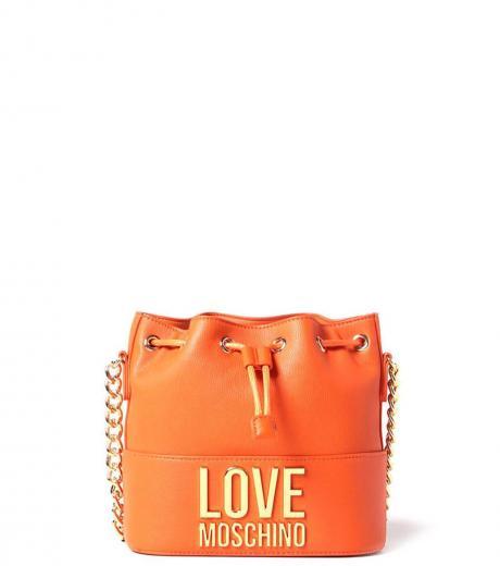orange golden logo mini bucket bag