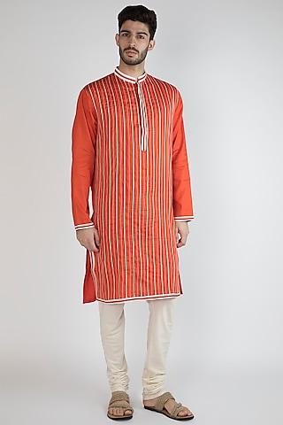 orange gota embroidered kurta