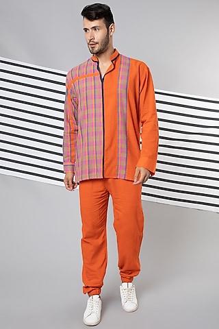 orange handloom cotton shirt