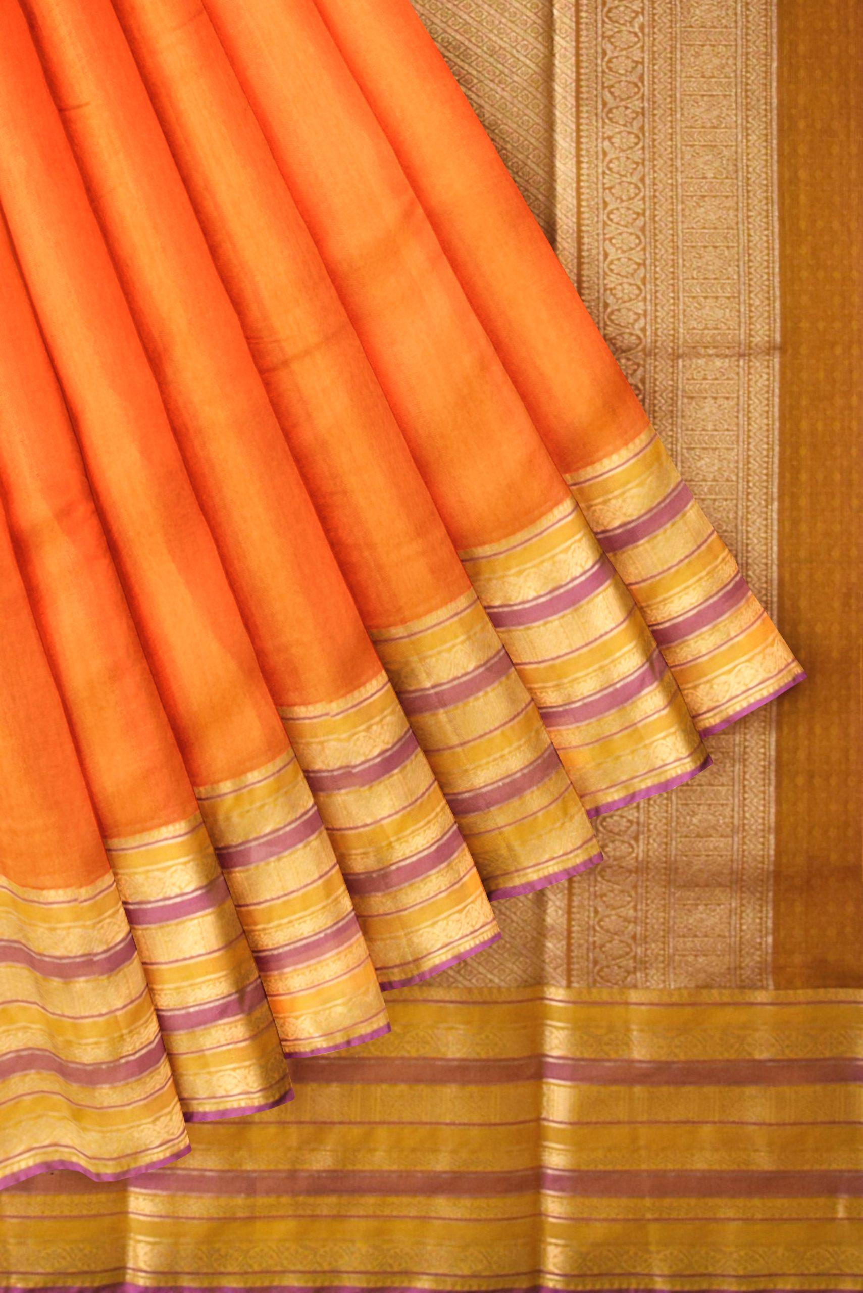 orange handloom silk cotton saree