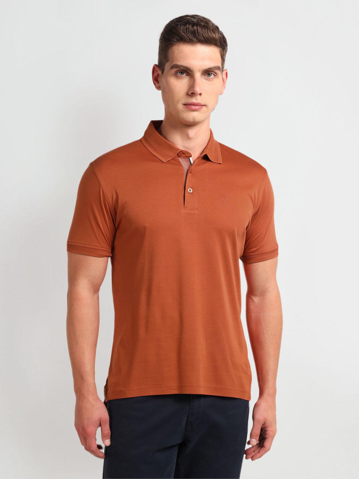 orange horizontal stripe polo t-shirt