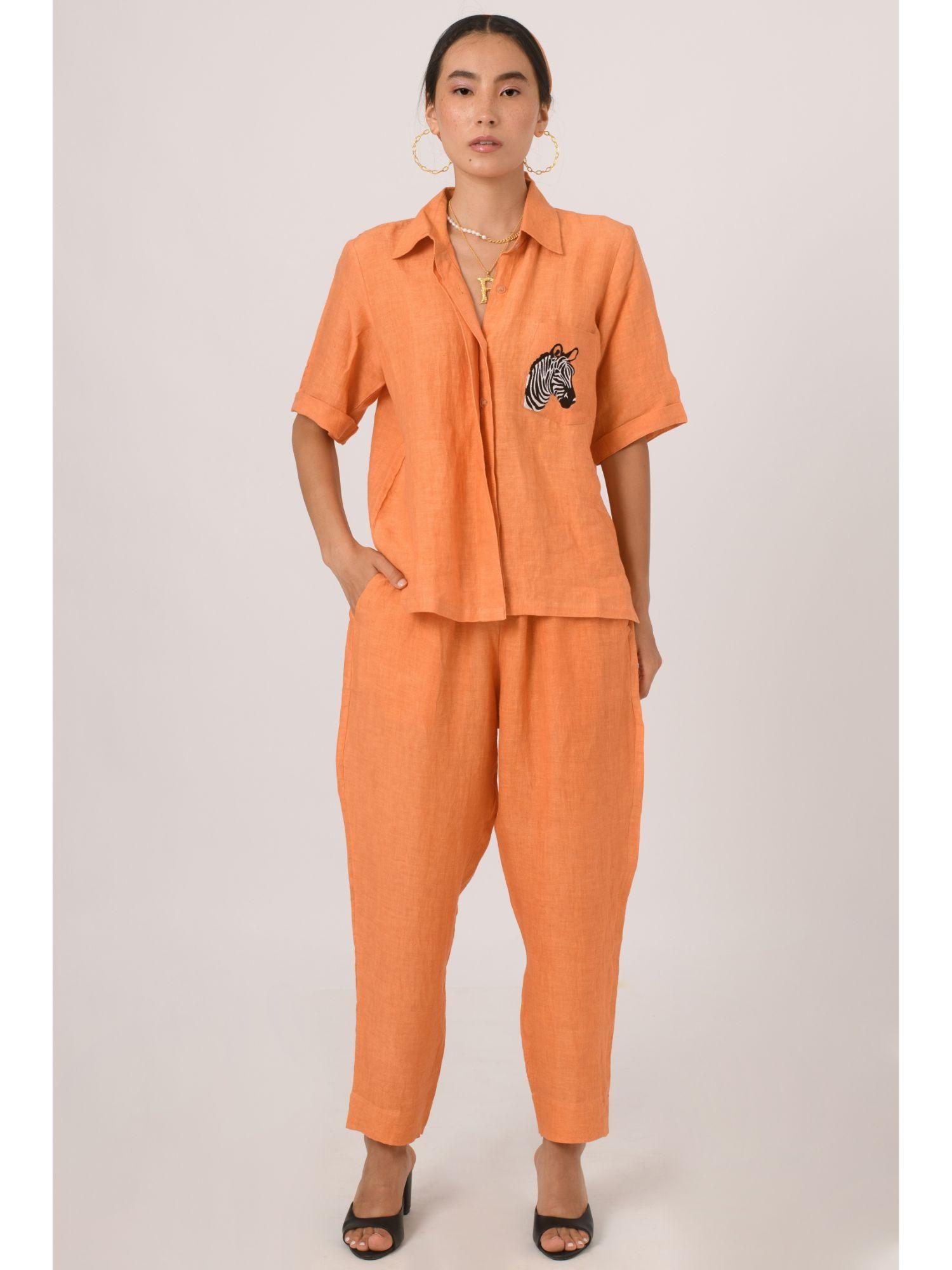 orange linen pant