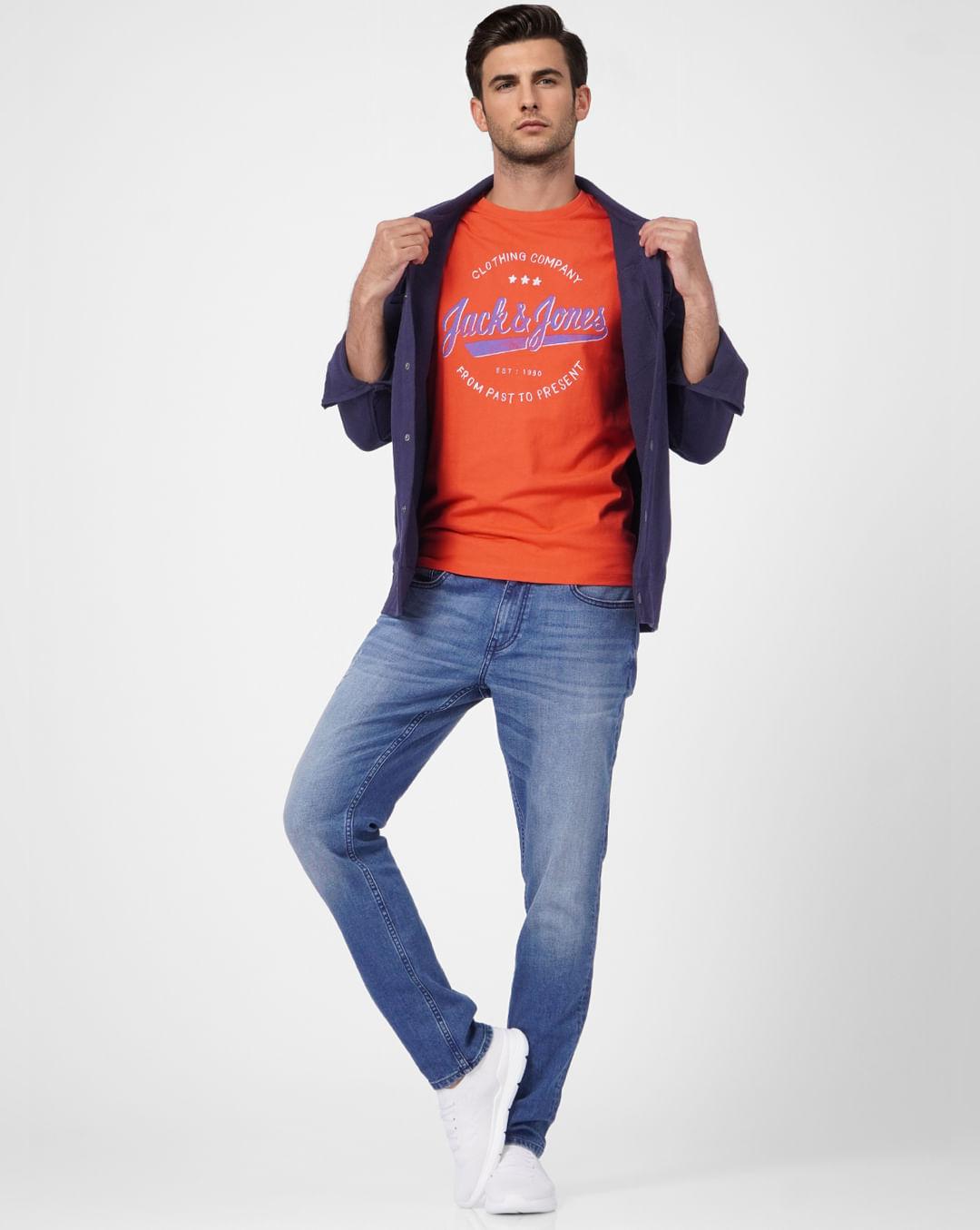 orange logo print crew neck t-shirt