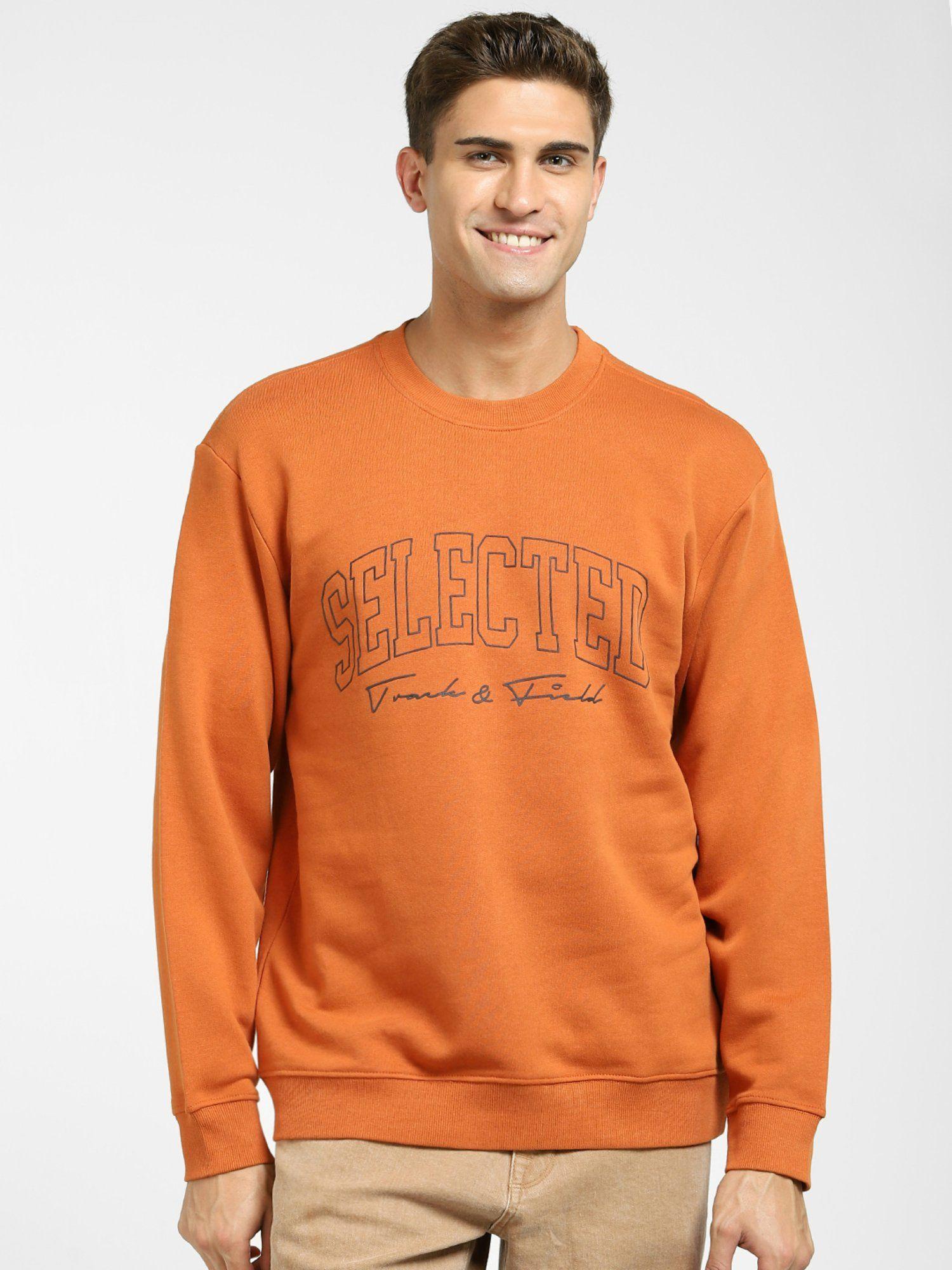 orange logo print sweatshirt