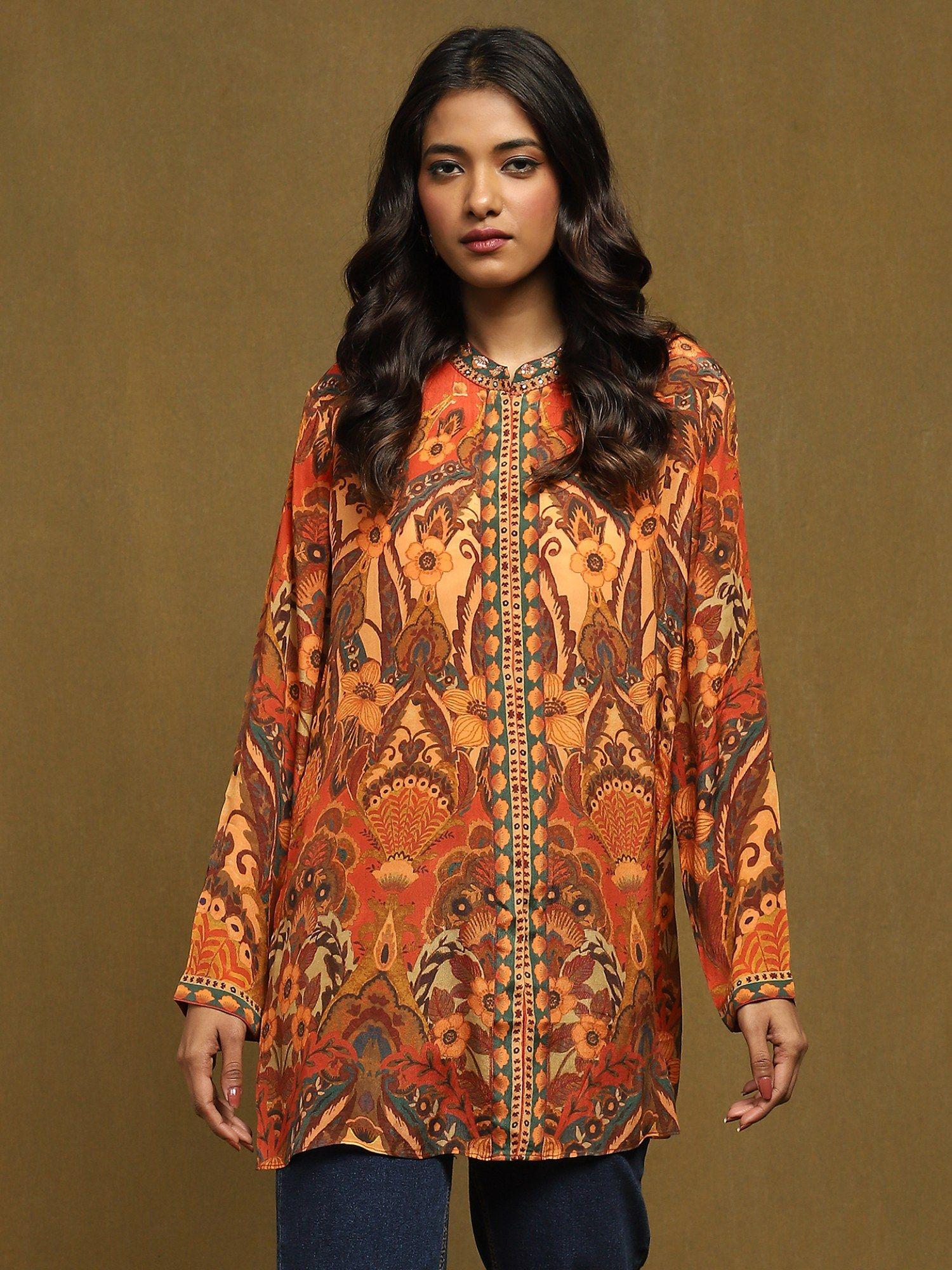 orange mandala kurti