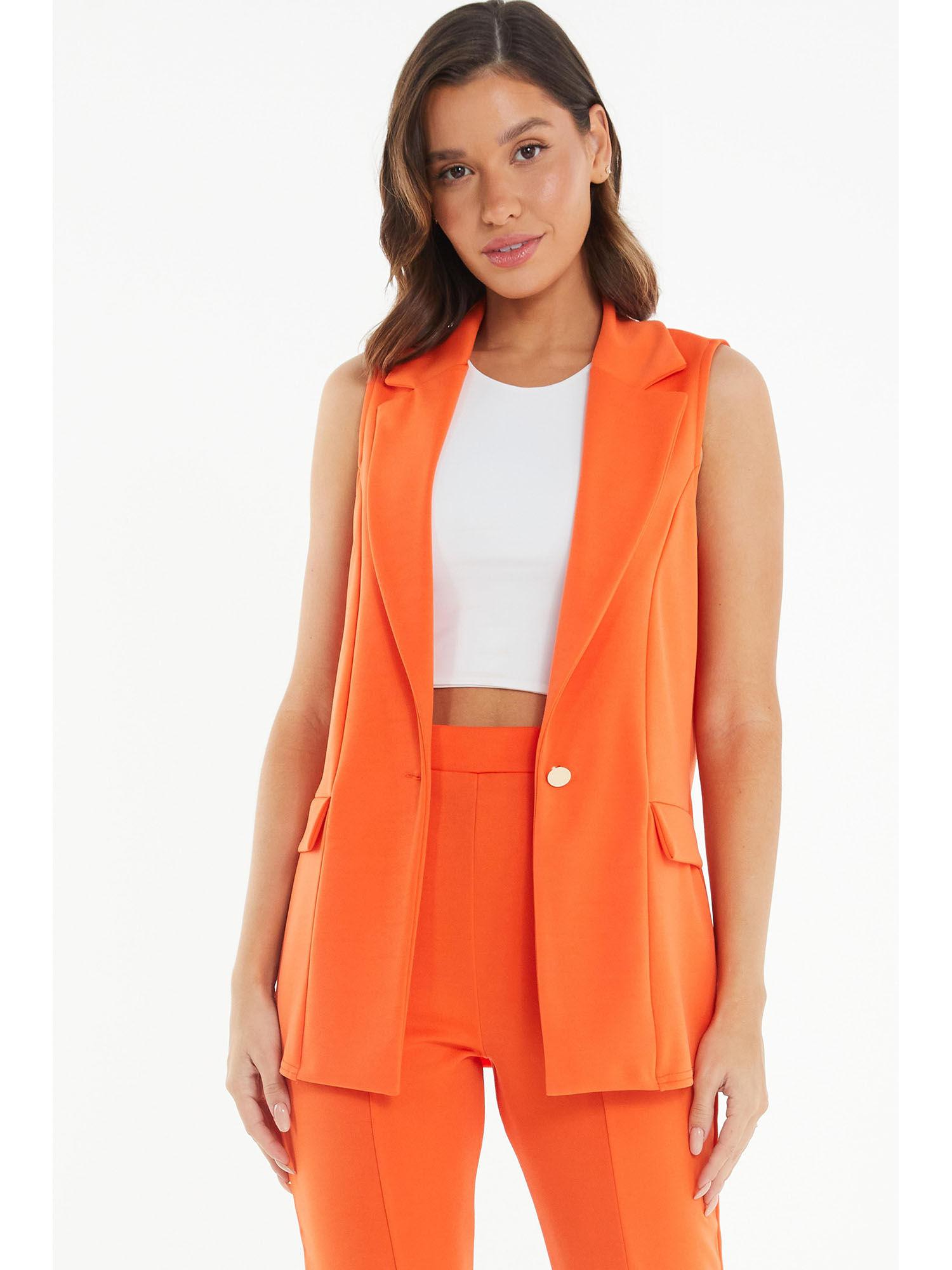 orange marcella sleeveless blazer