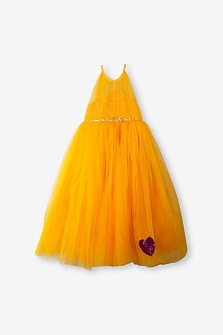 orange net dress for girls