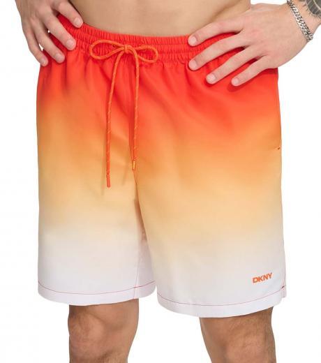 orange ombre patterned  swim trunks