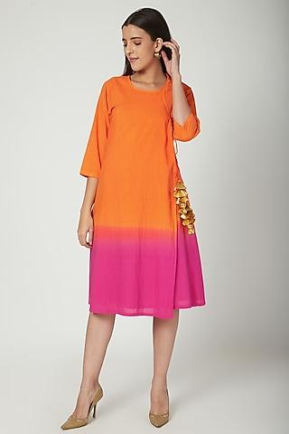 orange ombre wrap dress