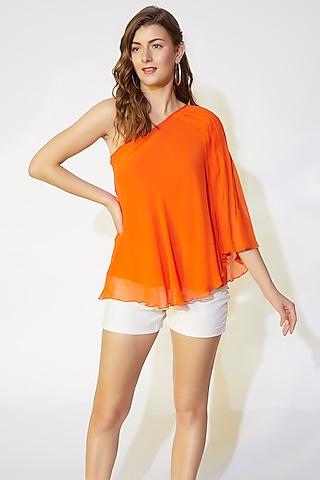 orange one-shoulder top