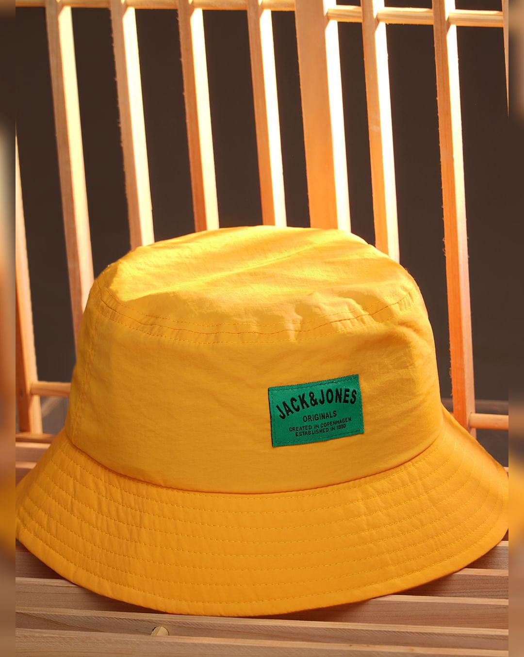 orange patch branding bucket hat