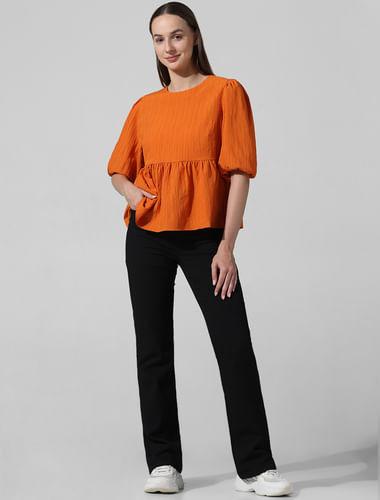 orange peplum top